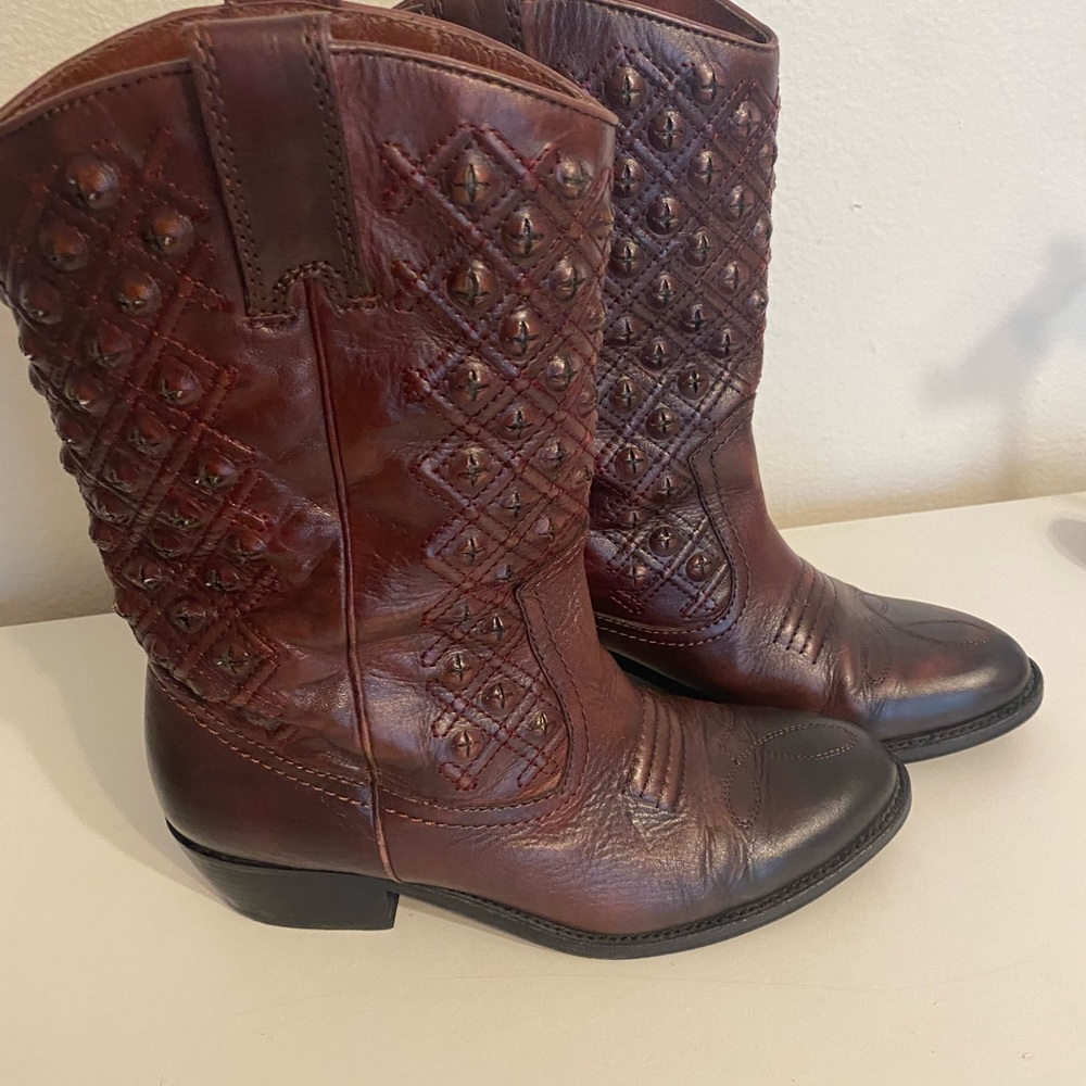 Lucky Brand Madonna Cordovan Leather Western Boots size 7.5